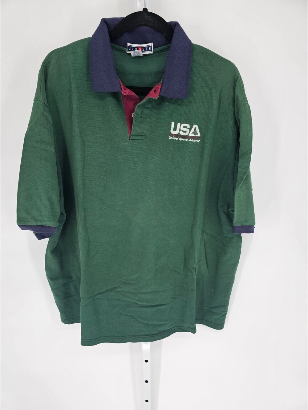 Jerzees Men's Short Sleeve Green United Space Alliance Logo Polo Size XXL